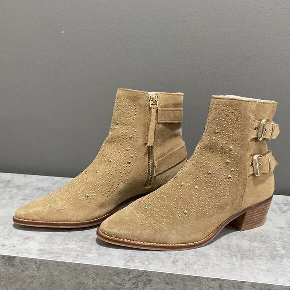 Zara Suede Gold Studded Ankle Boots/Booties Size 36 US 6 - Picture 7 of 16